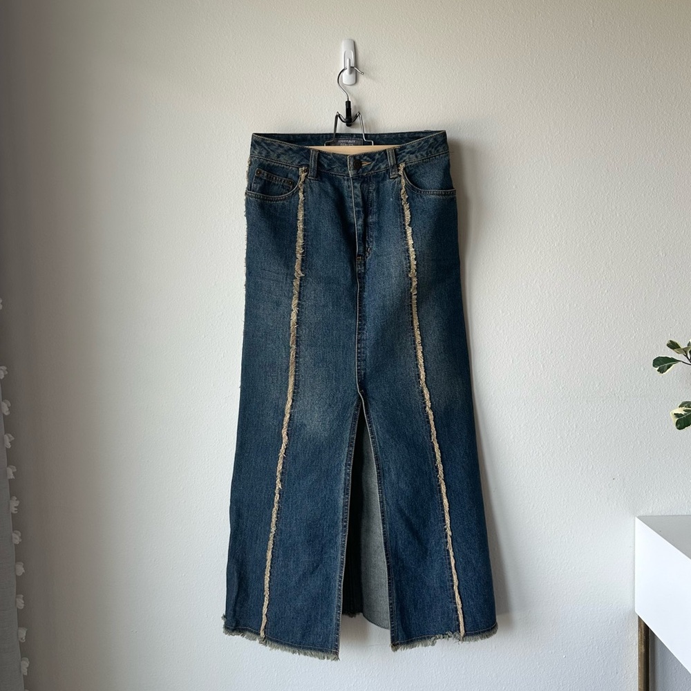 JOUER AUX ECHECS Denim front slit long skirt size 4